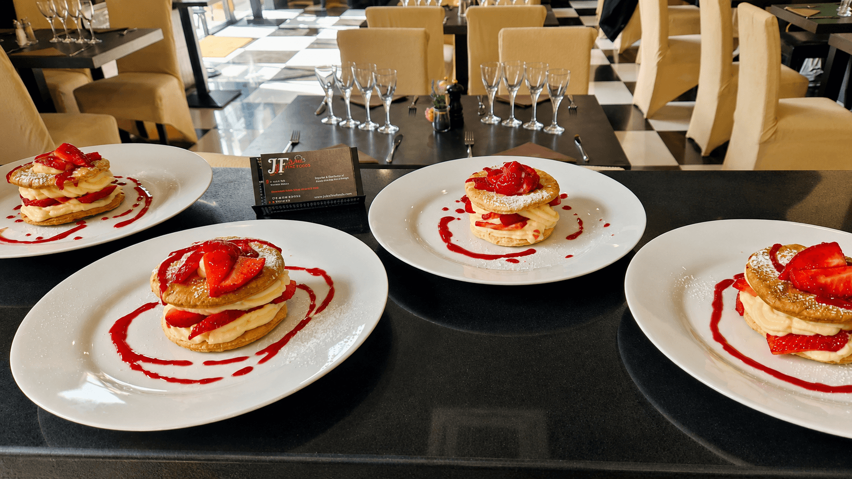 Dessert aux fraises servi au restaurant Chez Juju & Fifi à Chelles